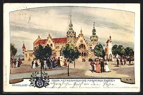 Künstler-AK Düsseldorf, Industrie-, Gewerbe- und Kunstausstellung 1902, Rhein-Metallwaren- und Maschinen-Fabrik