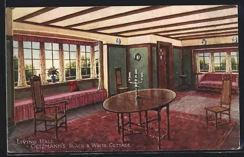 AK London, Japan-British Exhibition, Living Hall, Oetzmann`s Black & White Cottage