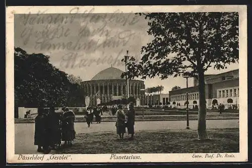 AK Düsseldorf, Grosse Ausstellung Gesolei 1926, Besucher am Planetarium
