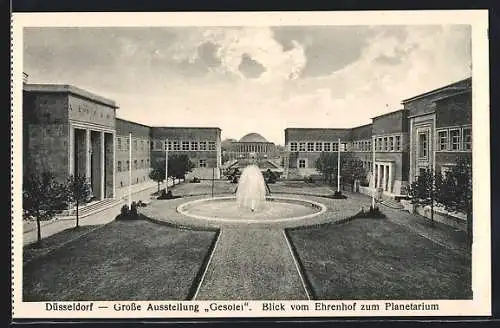 AK Düsseldorf, Grosse Ausstellung 1926, Blick vom Ehrenhof zum Planetarium