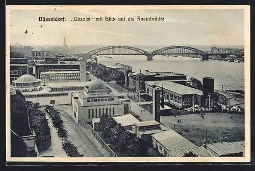 AK Düsseldorf, Grosse Ausstellung Gesolei 1926, Ausstellungsgelände und die Rheinbrücke