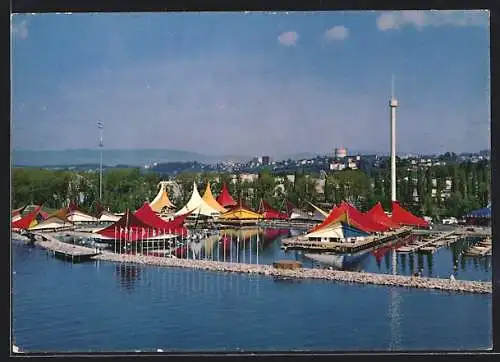 AK Lausanne, Exposition nationale suisse 1964, Secteur du port, vue aèrienne
