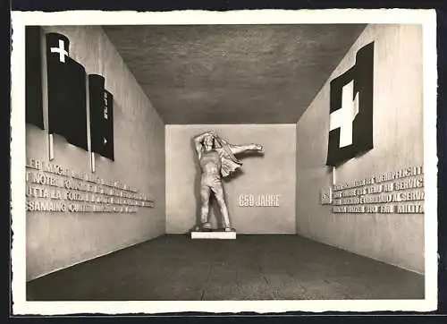 AK Zürich, Schweizerische Landesausstellung 1939, Wehrwille, Abt. Heimat und Volk