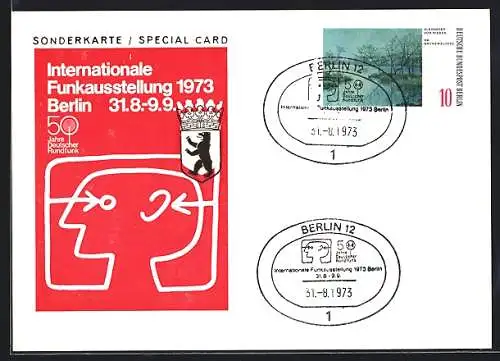 AK Berlin, Internationale Funkausstellung 1973, Sonderkarte mit Sonderstempeln