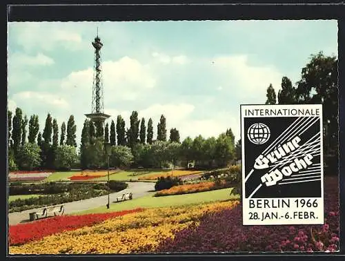 AK Berlin, Internationale Grüne Woche 1966, Funkturm mit Sommergarten