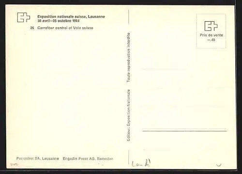 AK Lausanne, Exposition nationale suisse 1964, Carrefour central et Vaie suisse