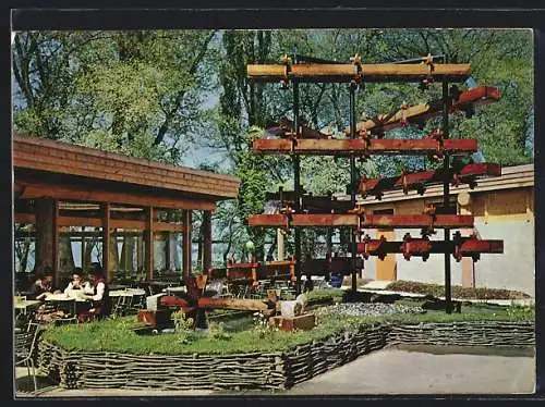 AK Lausanne, Exposition National Suisse 1964, La taverne valaisanne et la fontaine du bisse
