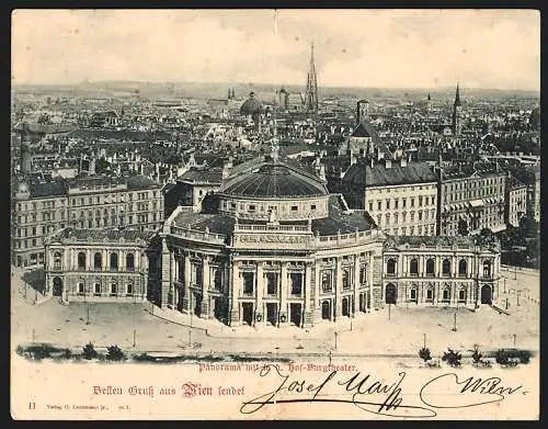 Klapp-AK Wien, Burgtheater, Panorama aus der Vogelschau