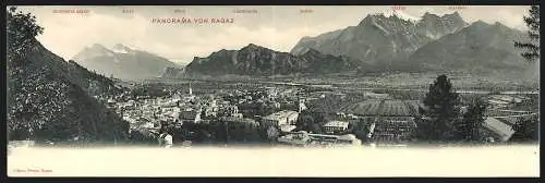 Klapp-AK Ragaz, Panorama mit Bergspitzen