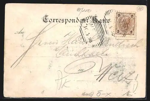 Lithographie St. Michael ob Leoben, Walpurgis Kirche, Ruine Kaisersberg, Ortsansicht