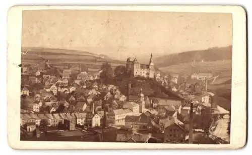 Fotografie C. Riedmann, Reichenbach i. V., Ansicht Mylau, Blick auf die Stadt mit dem Schloss
