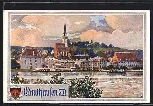 AK Deutscher Schulverein Nr. 441: Mauthausen a. D., Ort von der Donau gesehen