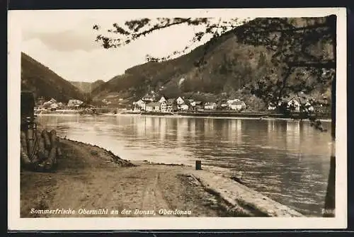 AK Kirchberg ob der Donau, Obermühl, Gesamtansicht mit Donaupartie