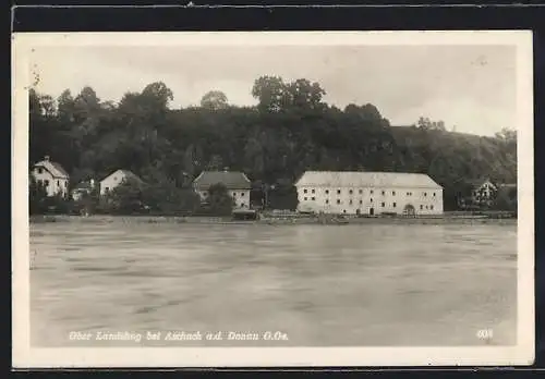 AK Aschach an der Donau, Ober Landshag vom Fluss aus