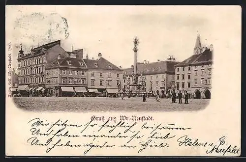 AK Wr.-Neustadt, Platz mit Brunnen