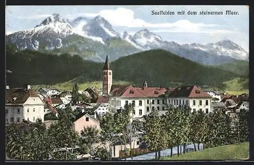 AK Saalfelden, Ansicht mit dem steinernem Meer