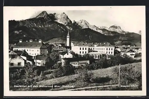 AK Saalfelden, Ortsansicht mit dem Steinernem Meer