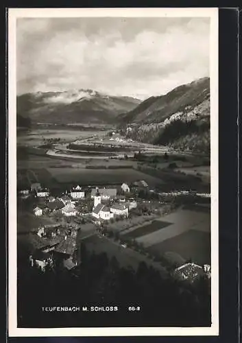 AK Teufenbach, Gesamtansicht mit Schloss aus der Vogelschau