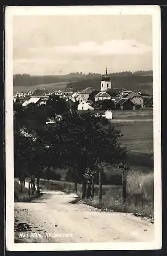 AK Pölla, Neu Pölla mit Kirche von der Landstrasse aus