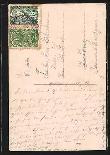 AK Bad Waltersdorf, Kirche und Fluss