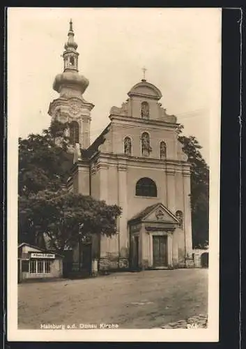 AK Hainburg /Donau, Pfarrkirche, mit Geschäft