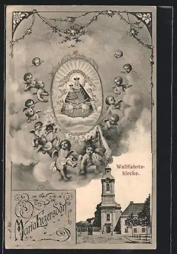 AK Maria Enzersdorf, Wallfahrtskirche, Maria mit Kind und Engel