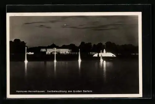 AK Hannover-Herrenhausen, Festbeleuchtung des Grossen Gartens