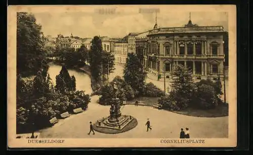 AK Düsseldorf, Cornelius-Platz und Hofgarten-Strasse