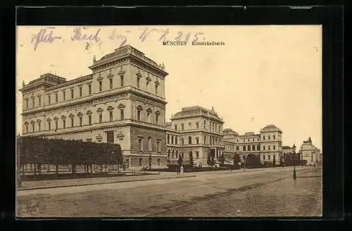 AK München, Kunstakademie mit Strasse