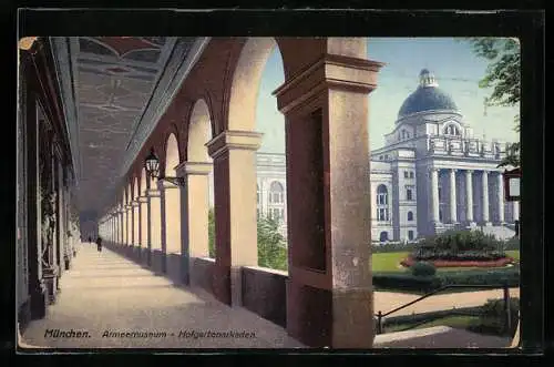 AK München, Armeemuseum mit Hofgartenarkaden