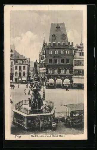 AK Trier, Marktbrunnen und Rotes Haus