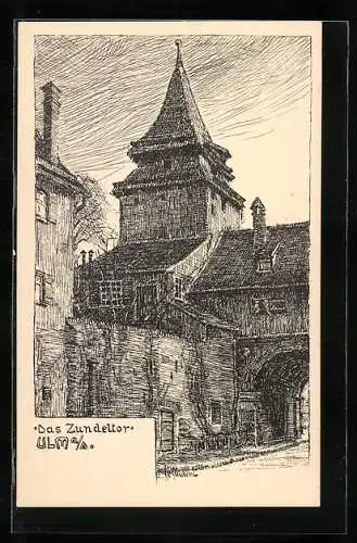 Künstler-AK Ulm a. D., Das Zundeltor