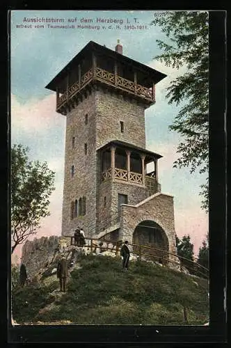 AK Bad Homburg, Aussichtsturm auf dem Herzberg i. T. erbaut 1910-1911