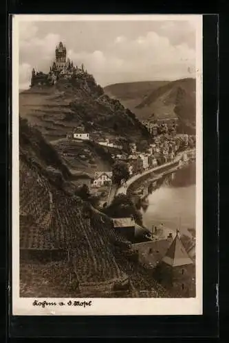 AK Kochem /Mosel, Ortsansicht mit Burg aus der Vogelschau