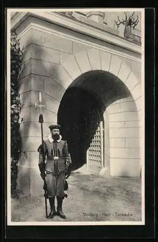 AK Stolberg /Harz, Torwache in historischer Uniform