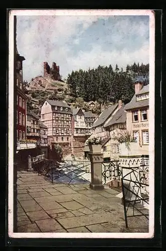 AK Monschau /Eifel, Rurpartie mit Hallerruine