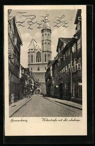 AK Braunschweig, Weberstrasse mit St. Andreas