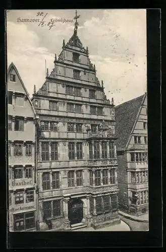 AK Hannover, Leibnizhaus aus der Vogelschau