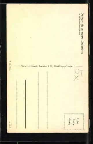 AK Kloster /Hiddensee, Gerhart Hauptmanns Grabstätte