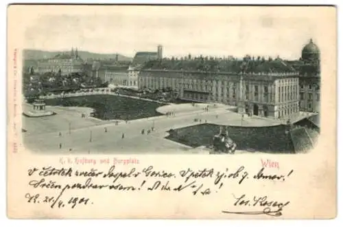 AK Wien, K.K. Hofburg und Burgplatz
