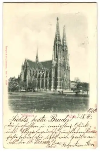 Relief-AK Wien, Ortspartie mit Votivkirche