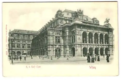 Relief-AK Wien, K. k. Hof-Oper mit Strassenpartie