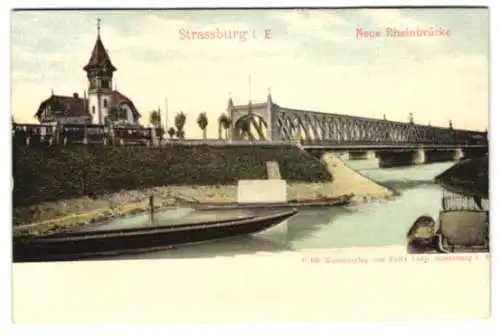 Relief-AK Strassburg i. E., Neue Rheinbrücke