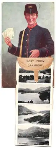 Leporello-AK Grasmere, Views behind the postbag, Windermere, Thirlmere and Helvellyn, Kirkstone Pass