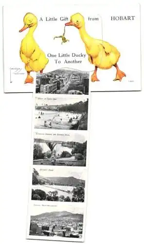 Künstler-AK Lawson Wood: Hobart, Views behind the Duckies, Post Office, Elizabeth Street, Botanical Gardens