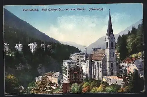 AK Bad Gastein, Teilansicht mit der Kirche