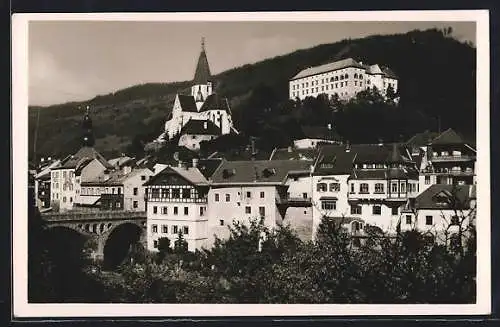 AK Murau /Stmk., Teilansicht mit Kirche und Schloss