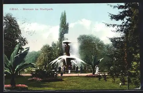 AK Graz, Brunnen im Stadtpark