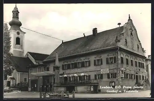 AK Lembach /O.-Ö., Franz Jakschi Gasthof und Tankstelle