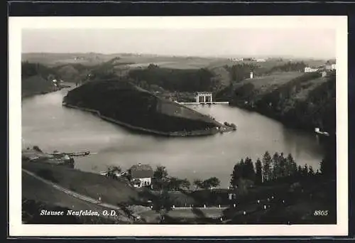 AK Neufelden, Blick auf den Stausee aus der Vogelschau